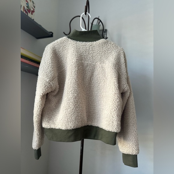 #65 FABLETICS SHERPA PULLOVER ZIPPER SWEATER CREAM GREEN SIZE XXS - Picture 10 of 10